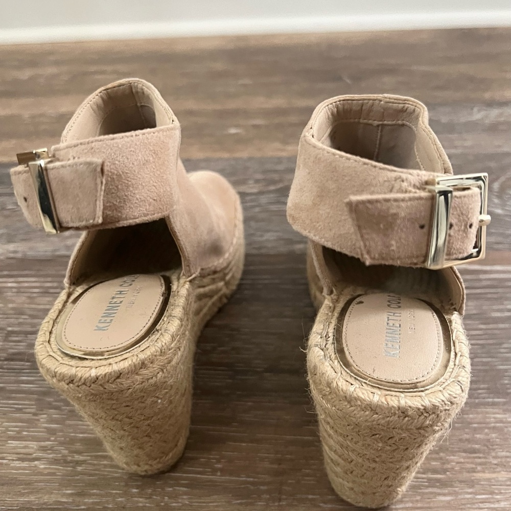 Kenneth Cole Beige Suede Wedge Sandals